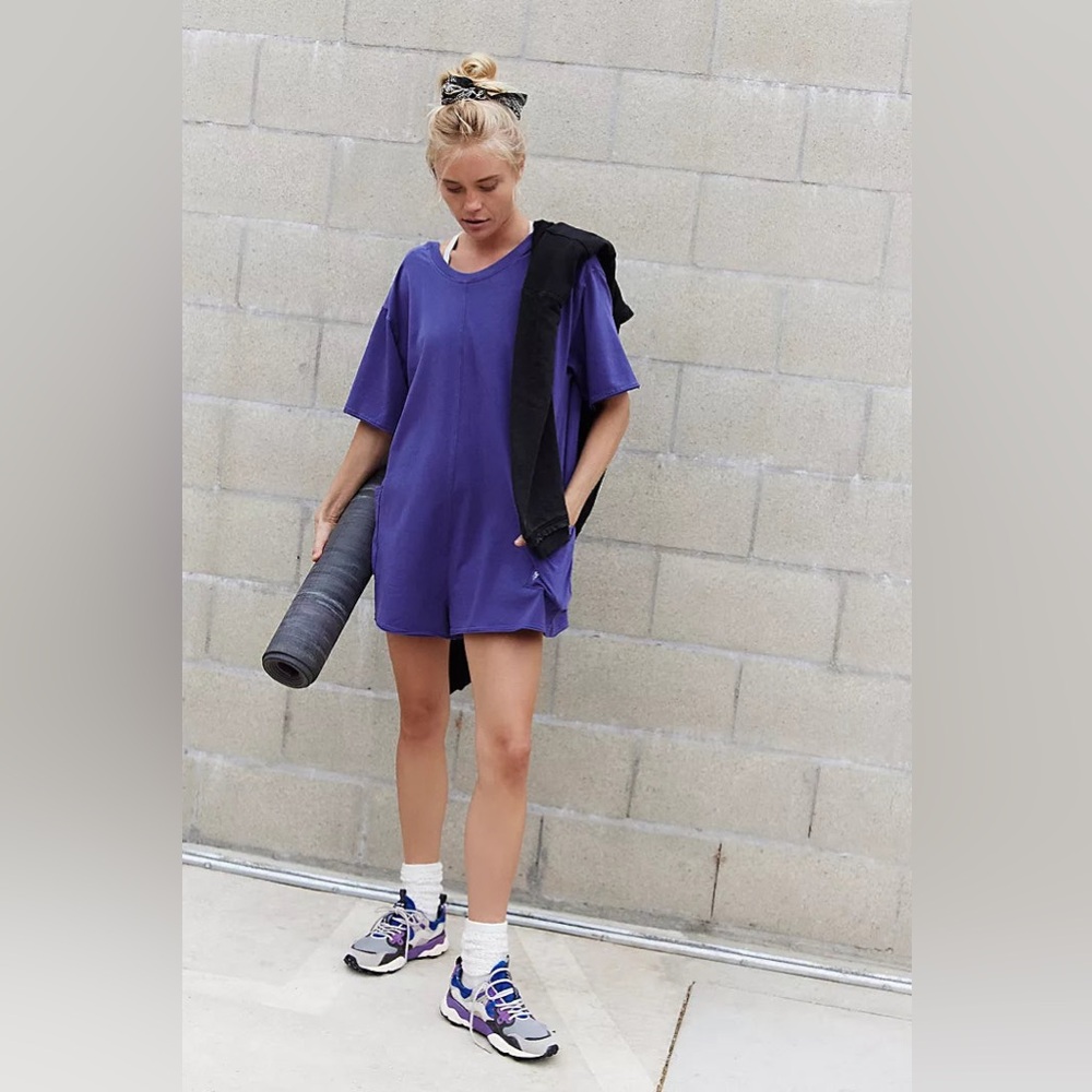 Free People Movement Hot Shot Tee Romper Purple Size Small